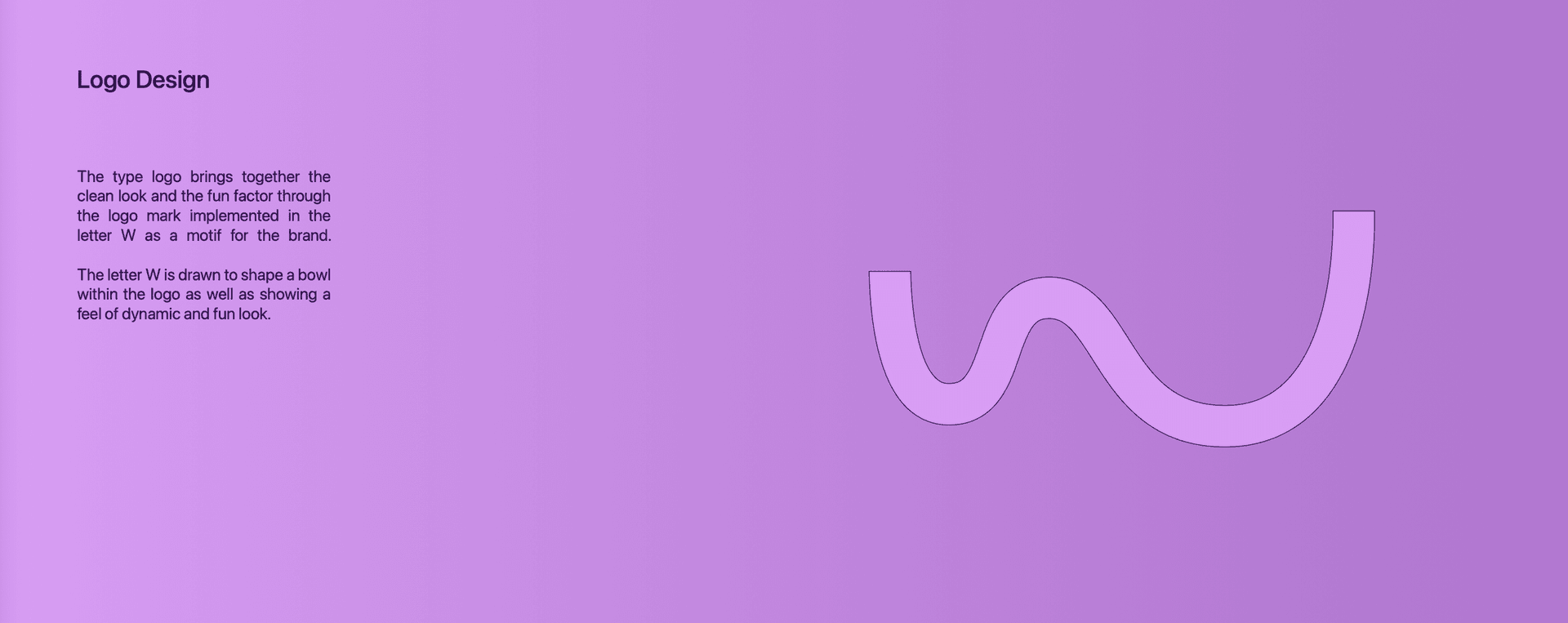 Logo design slide: the W drawn as a bowl