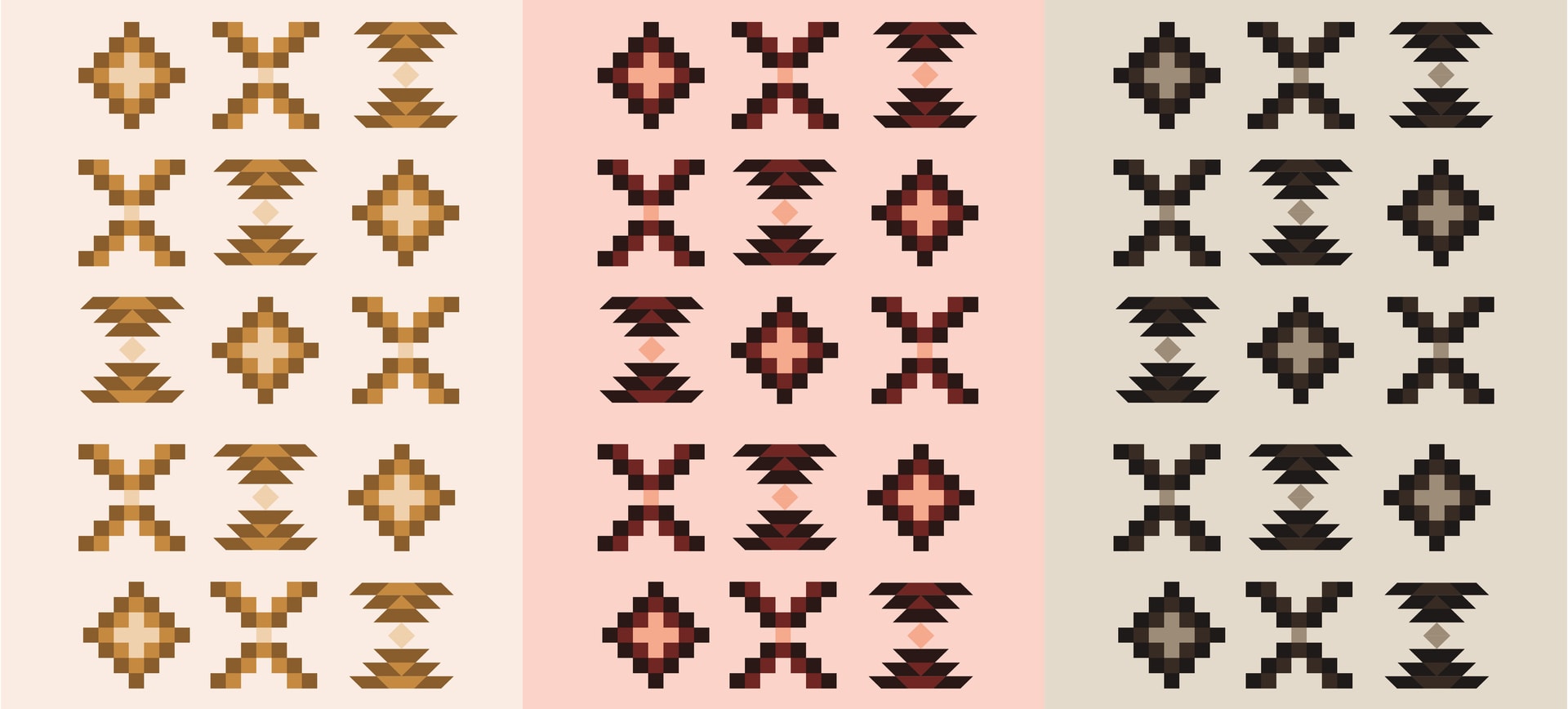 Sadu-inspired patterns in three colourways